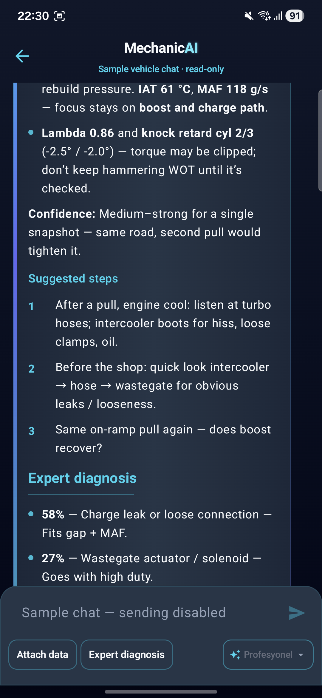 MechanicAI AI chat screen
